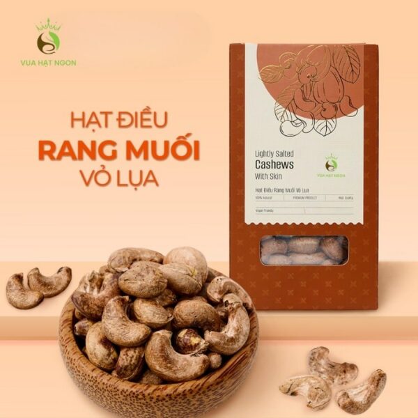 Hạt điều rang muối có vỏ lụa khối lượng 250g