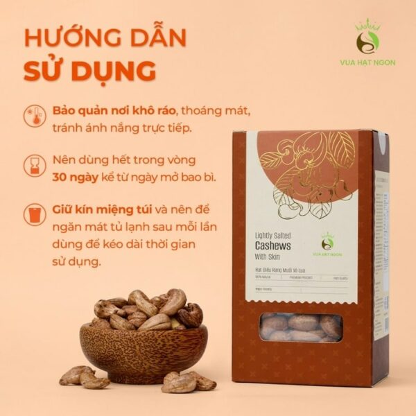 Hạt điều rang muối có vỏ lụa khối lượng 250g